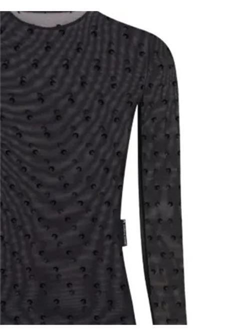 top plumetis moon mesh flock ls donna nero MARINE SERRE | WTS006CJER0107BK99